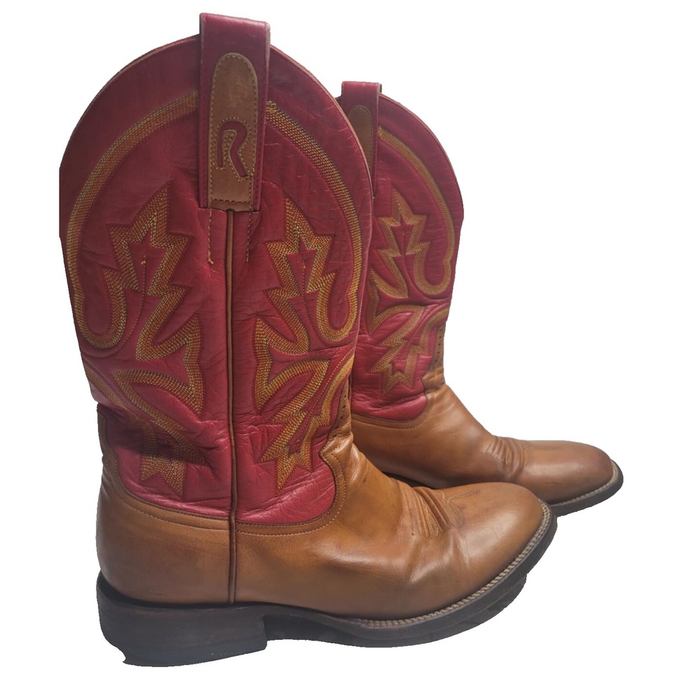 Rod Patrick‎ Boots Men's 10.5C Red/Brown Western Cowboy Leather Handmade
